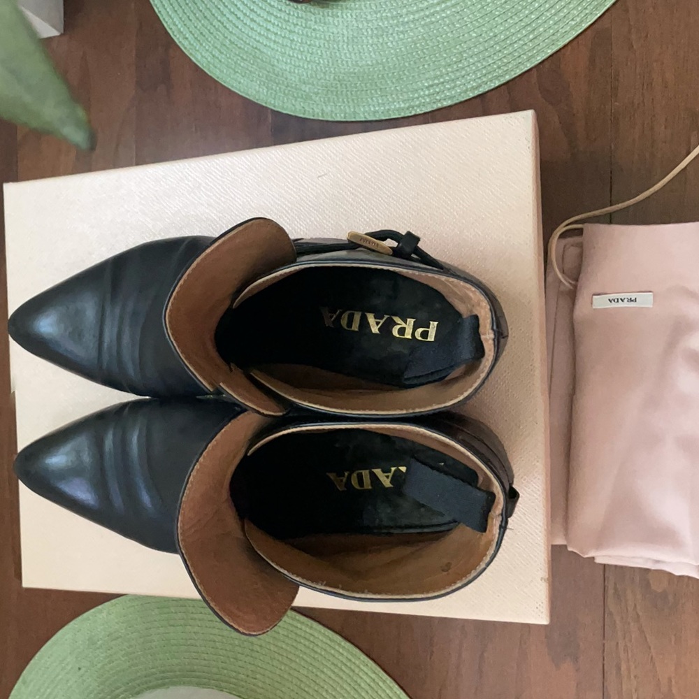 PRADA Calzature Donna Black leather booties 38.5 - Picture 4 of 8